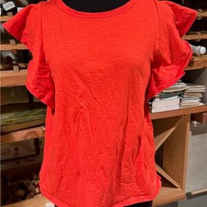 Candace Cameron Bure Vibrant Red Ruffle Sleeve Top